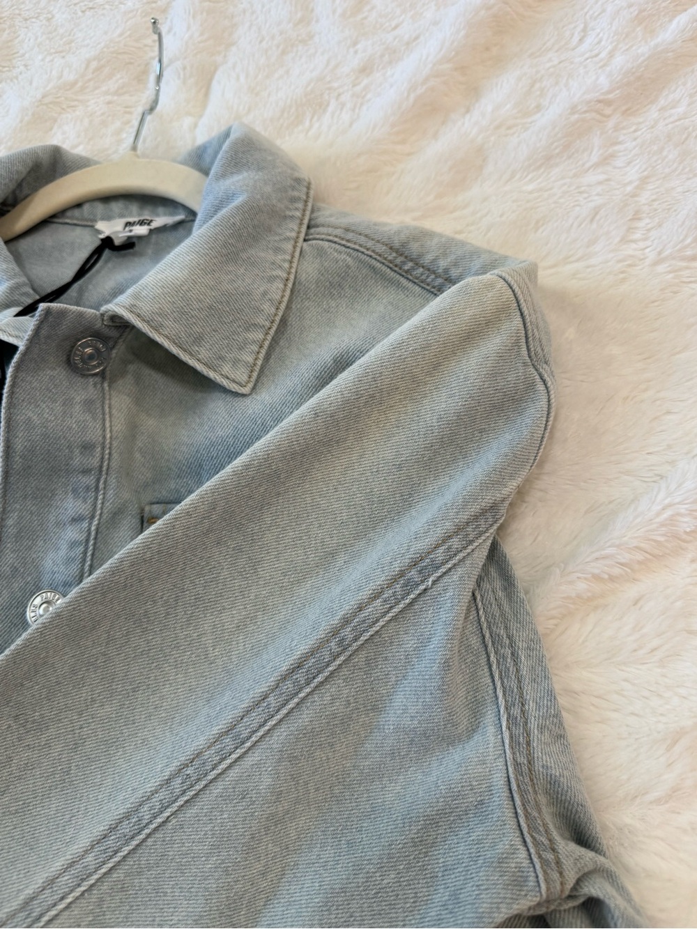 PAIGE Natalia Cropped Denim Shacket Windward Light Wash Jacket XS NWT - Picture 12 of 16